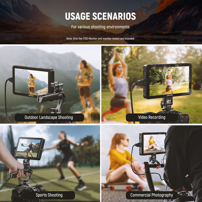 Neewer F700 7 inch camera veldmonitor, 2000nit HD 1920x1080 IPS-touchscreen met 3D LUT, 4K HDMI-lus in/uit met Peak Focus DSLR Video Assist HDR-golfvorm, koude schoenhouder, batterij niet inbegrepen