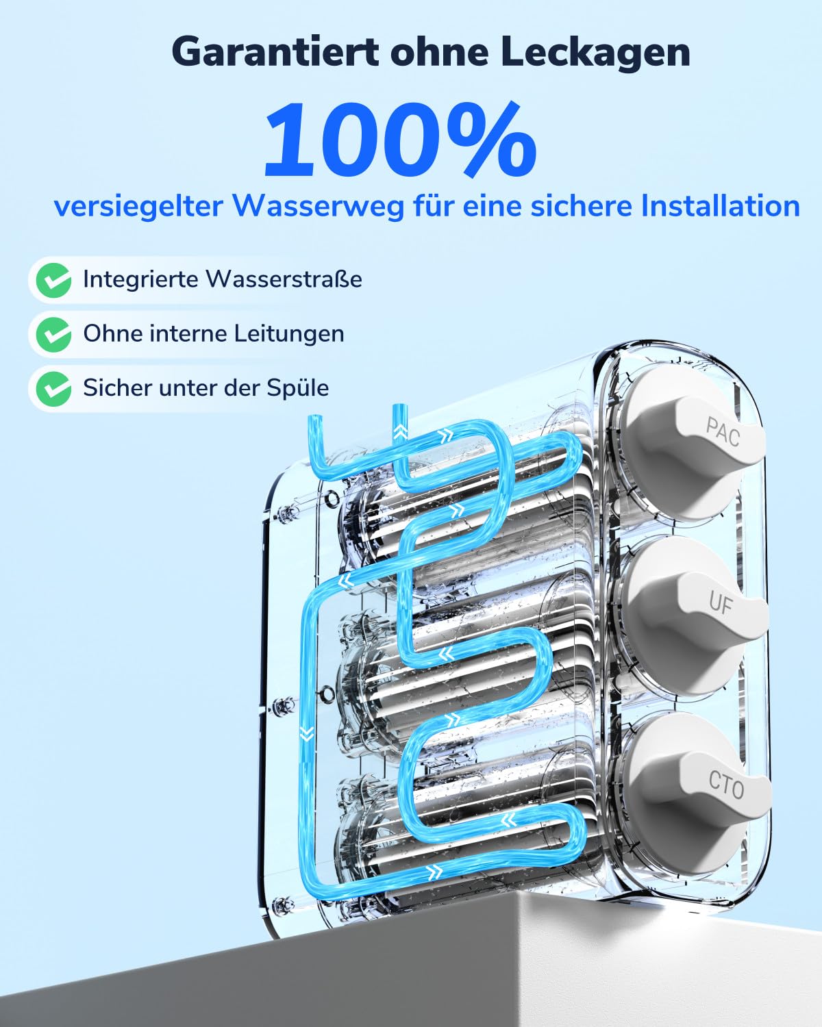 Ultrafiltratie Waterfilter Onder Gootsteen Zonder Tank – Onderbouwfilter – Waterfiltersysteem – Drinkwaterfilter – Keukenwaterfilter – 0,01 µm Filtratie – Zonder Elektriciteit En Afvalwater