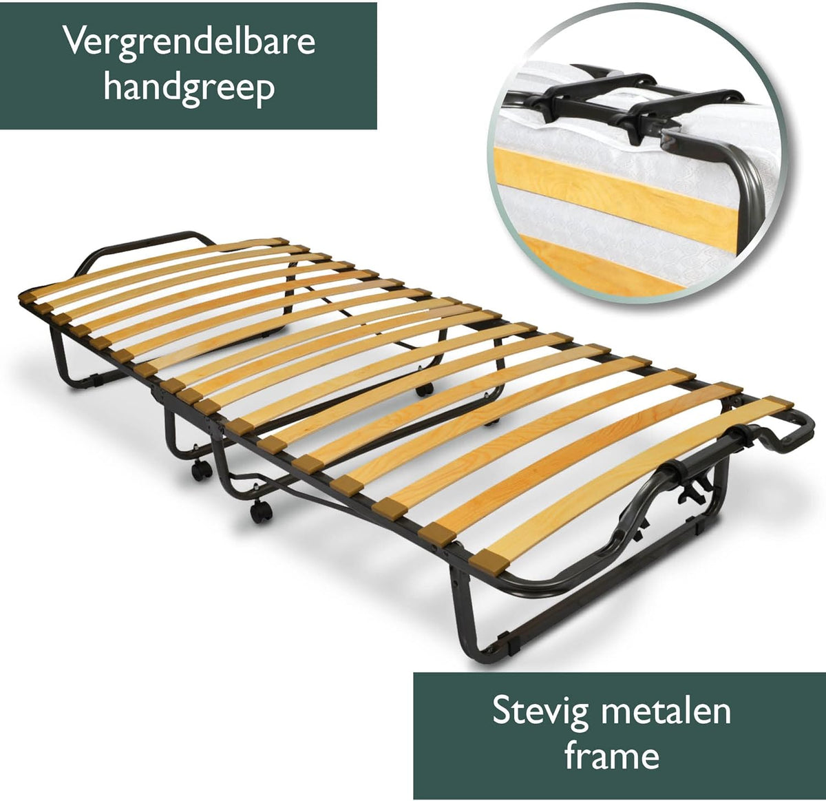 Beautissu vouwbed 90 x 200cm - opvouwbaar logeerbed Venetia incl. stabiele stalen frame, dik matras en beschermhoes