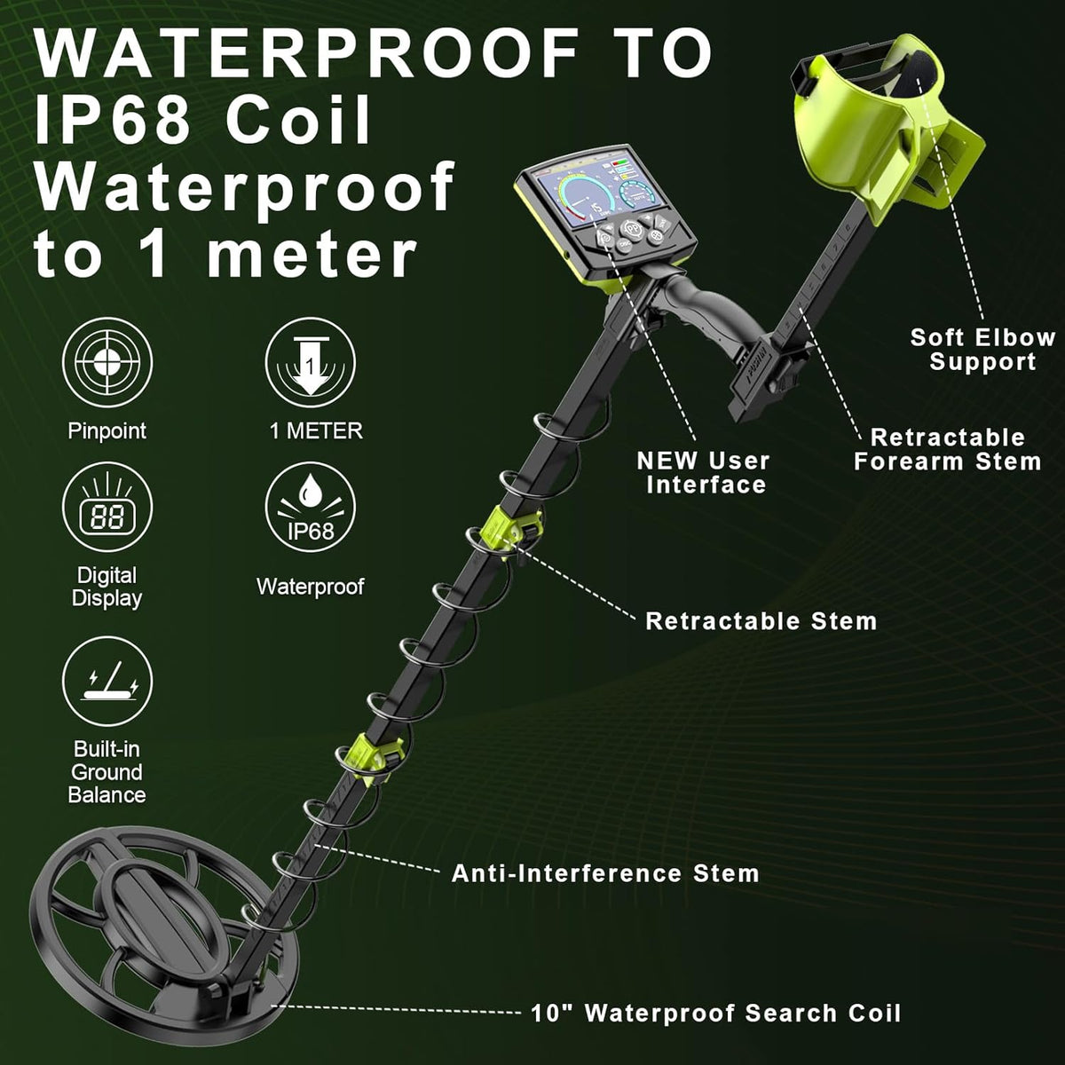 Professionele Metaaldetector Voor Volwassenen – Muntdetector – Goudzoeker – Schatzoeker – Relicdetector – Hoge Detectienauwkeurigheid Met DSP Chip – IP68 Waterdichte Zoekspoel