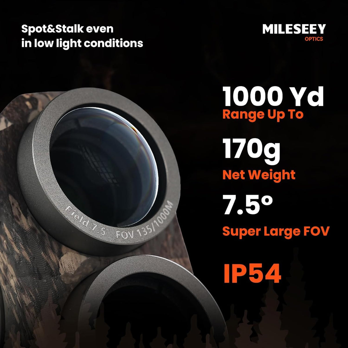 MILESEEY Optics HD 1000 yards laser afstandsmeter voor de jacht met hoekcompensatie voor boogschieten Afstandsmeter voor de jacht Hoge precisie (horizontaal, verticaal, P2P, regen, snelheidsmeting)