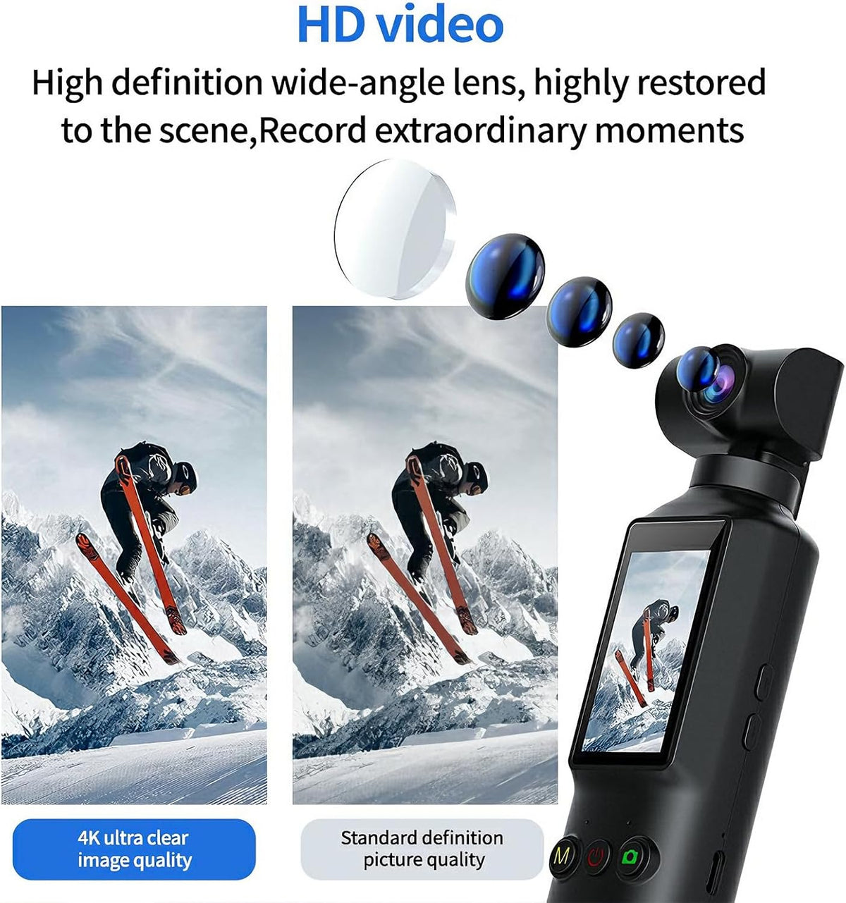 OBEST Action Cam 1080P, draagbare bodycam, vlog/POV-camera met 270° draaibare lens en 1,99 inch displayscherm, mini-actiecamera voor sport, fietsen, reizen, vlog, outdoor, zwart