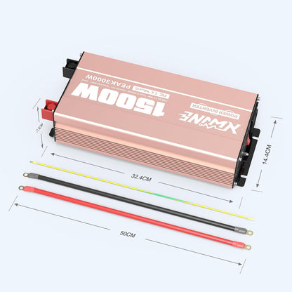 XWJNE Omvormer, 12 V, 220 V/230 V, zuivere sinusgolf, 1500 W, spanningsomvormer met AC-aansluiting, USB-A en USB-C, lcd-display, 5 m afstandsbediening, voor camper, vrachtwagen, huis en noodgevallen