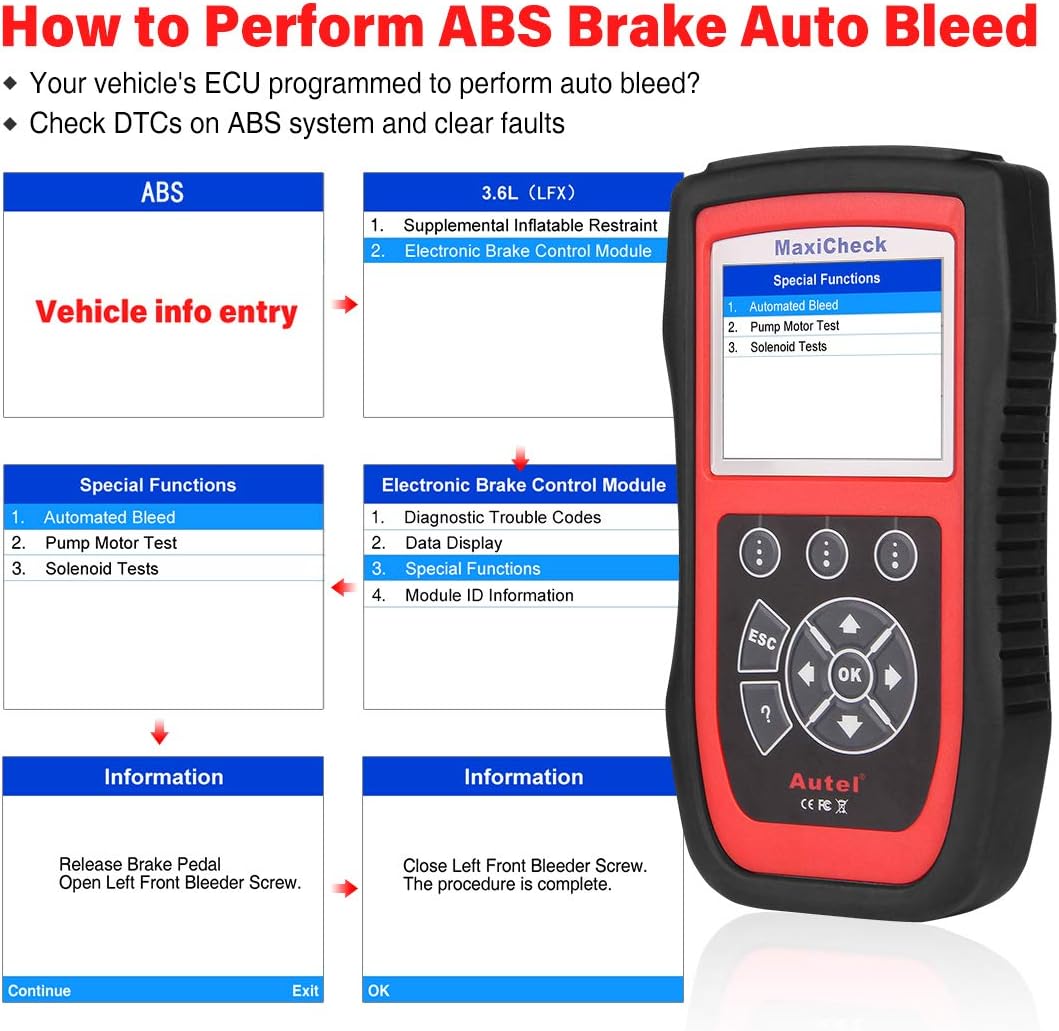 Autel MaxiCheck Pro OBD2 Scanner Voor ABS Rembloeding, Oliereset, SRS, SAS, EPB, BMS, DPF Voor Specifieke voertuigen, NIET Universeel