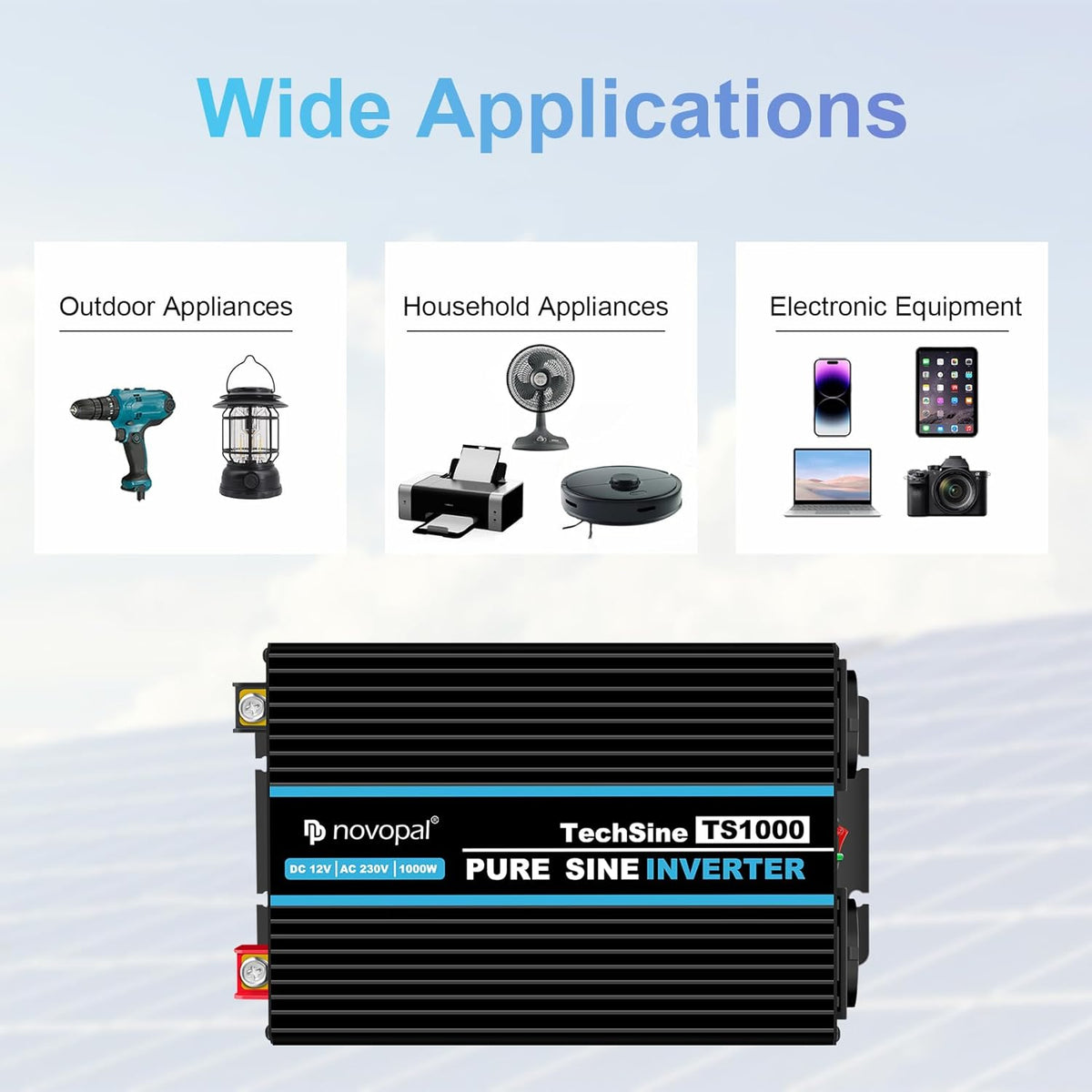 Spanningsomvormer 12V Naar 230V 1000W – Omvormer – Auto Omvormer – Spanningsconverter – Pure Sinus Omvormer – Zuivere Sinus – 2 EU-Stopcontacten En 2,1A USB