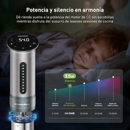 KitchenBoss Sous Vide Stick Garer: 1100 W precisietoestel wifi sous-vide stick app-besturing sous-vide staaf circulatie 40 ℃-90℃ IPX7 waterdicht LED Touch Display ultra-stille dompelcirculator