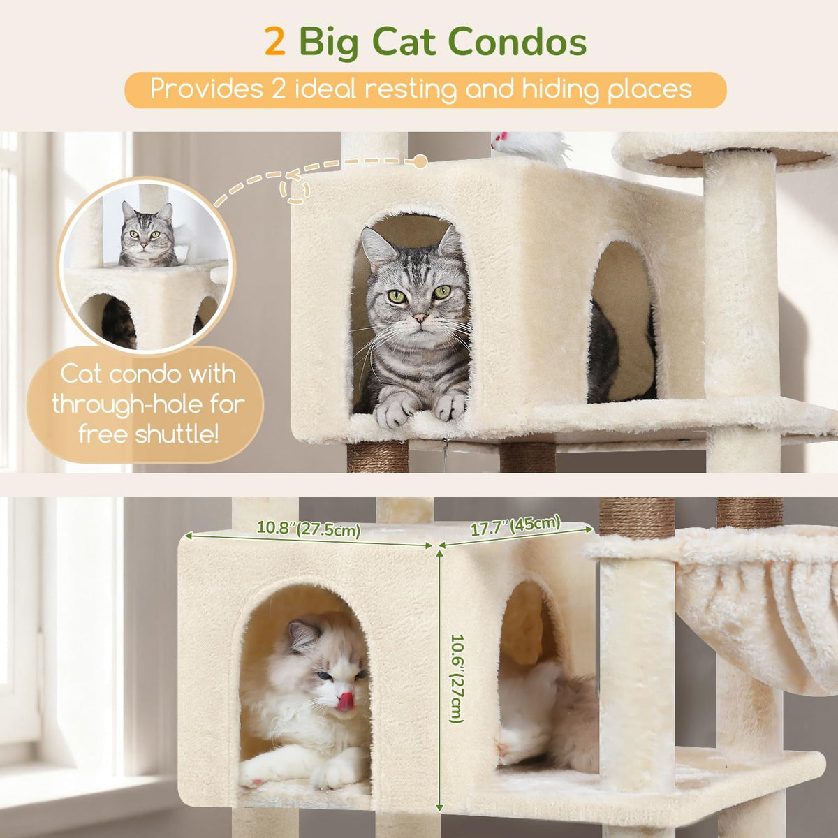 Kattenboom – Krabpaal – Klimpaal – Kattenhuis – Kattenmand – Extra Hoog 209 cm – Stevige Sisal Krabpalen