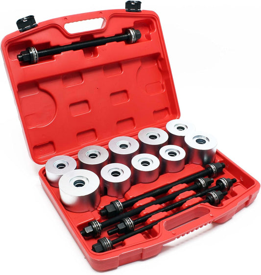 Wiltec silent bearing tractor set 27-piece, silent bearing extractor for axle bearings, bearing puller set with 22 sleeves M10-M18 and 5 spindles