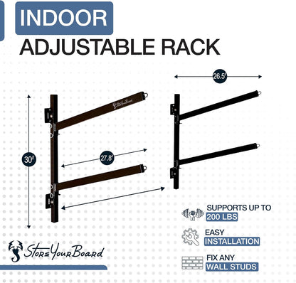 StoreYourBoard 2 kajak indoor opbergrek, verstelbare garage muur mount hanger, zware houdt 200 lbs