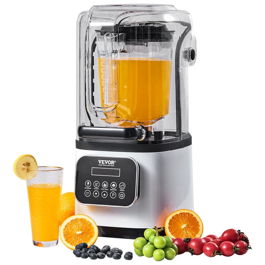VEVOR Blender voor koude dranken, tafelmixer in glazen blik met bord inhoud ca. 2 l, mixer nominaal vermogen 1400 W roestvrij staal 5 functies voor bevroren dranken, smoothie, wit