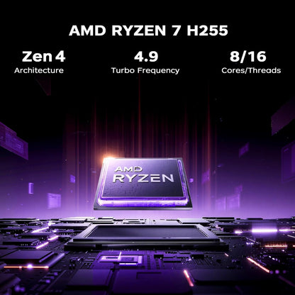 2026 16 Inch Gaming Laptop, Ryzen 7 H255 Processor up to 4.9 GHz, 16GB DDR5 RAM, 512GB SSD (Expandable to 4TB), 4800MHz, Backlit Keyboard, WiFi 6