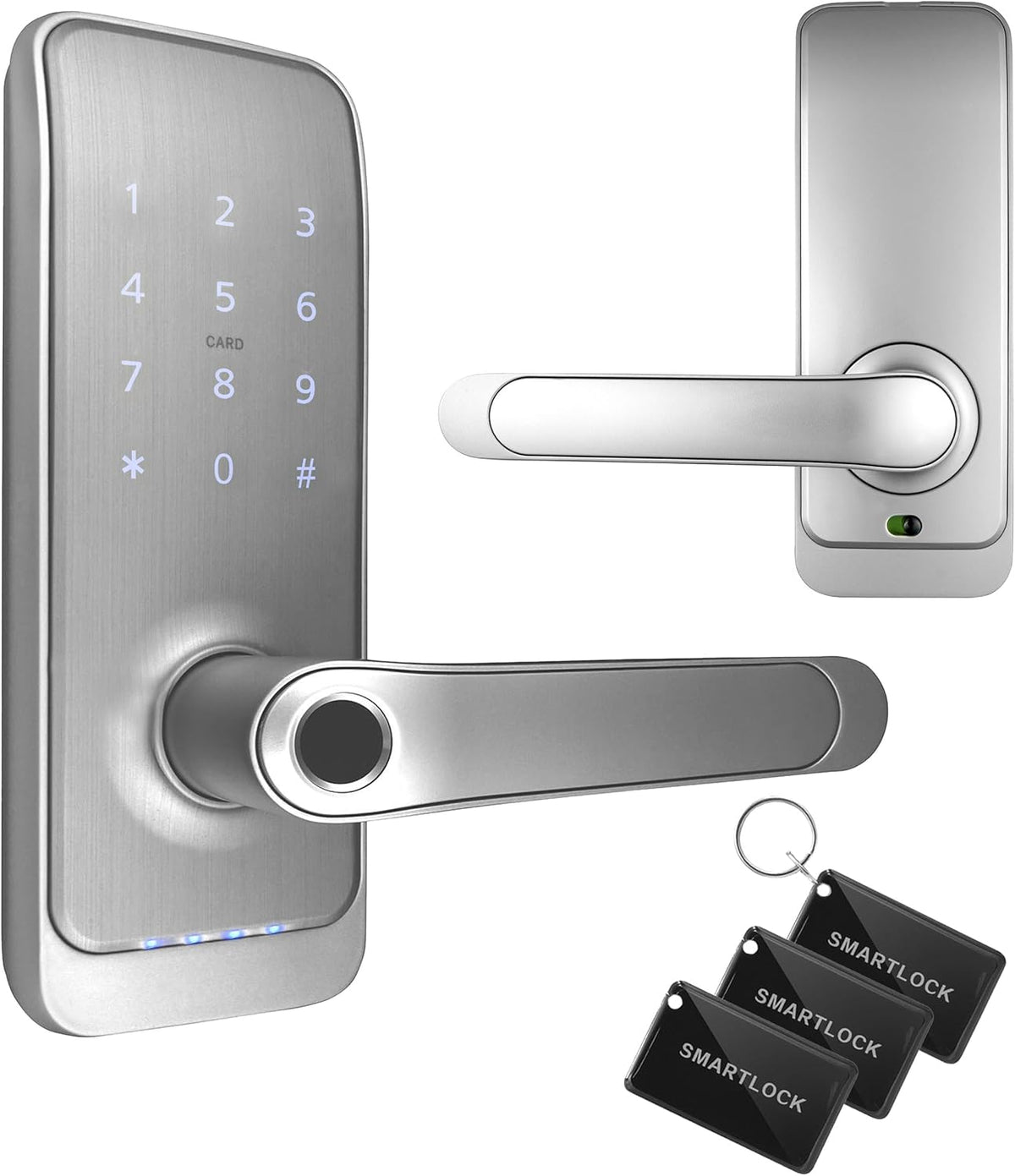 EURA ELH-01H4 Smart deurslot met handgreep, codeslot, 13,56 MHz nabijheidslezer, biometrische lezer, app TTLock/TTHotel, IP65, universele grendel, wit