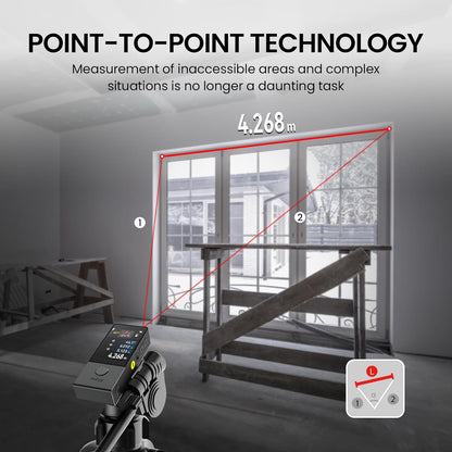 MiLESEEY D9 Pro laserafstandsmeter met visuele uitlijningsindicator, 100 m lasermeter met IPS-touchscreeninterface, P2P, live hoekweergave, app-synchronisatie, 14 meetmodi