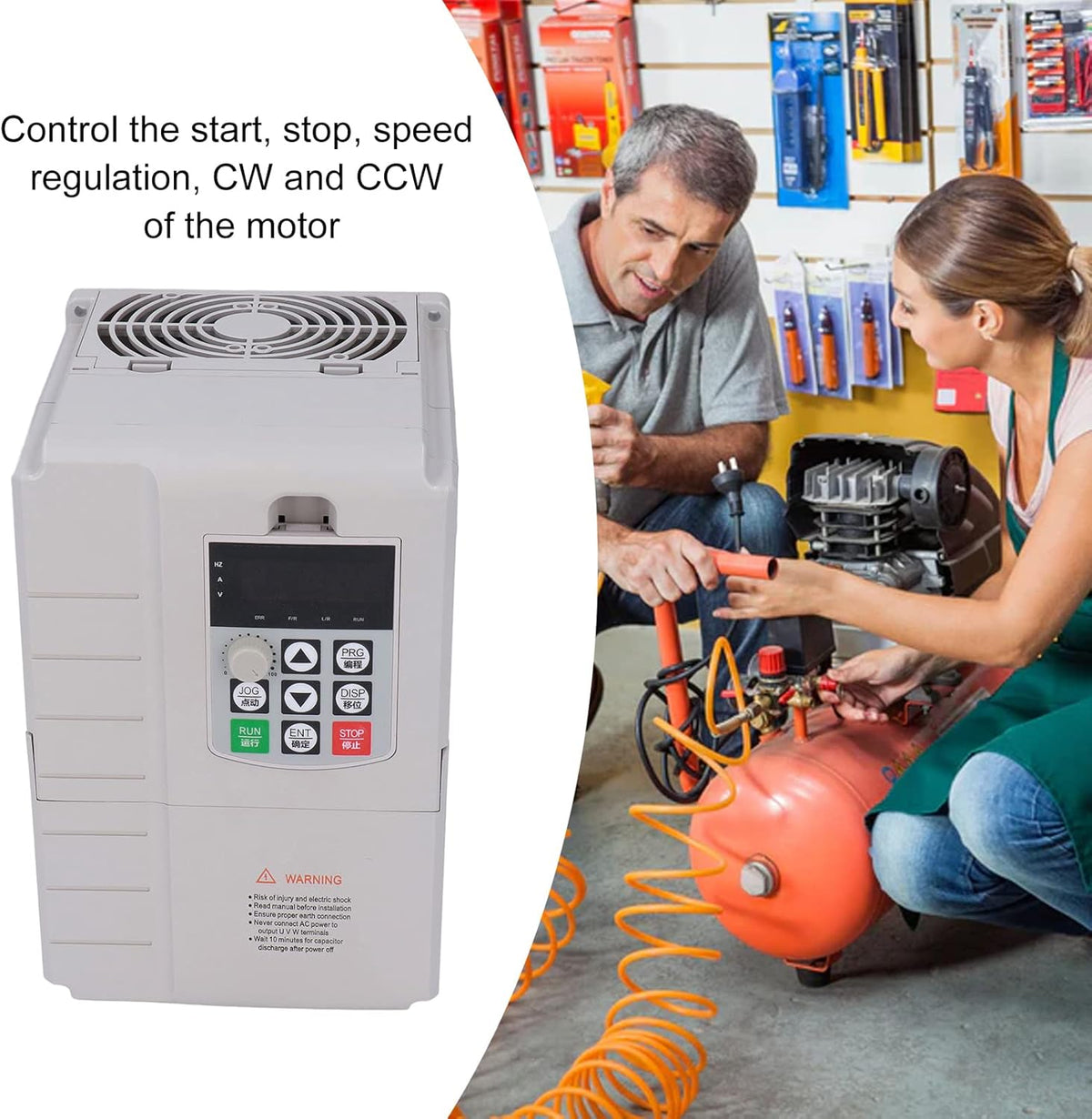 Aandrijving met Variabele Frequentie, 7.5KW VFD-omvormer Frequentieomvormer Eenfasige 220V-ingang 3-fase 380V-uitgang Motoromvormer voor Motorsnelheidsregeling