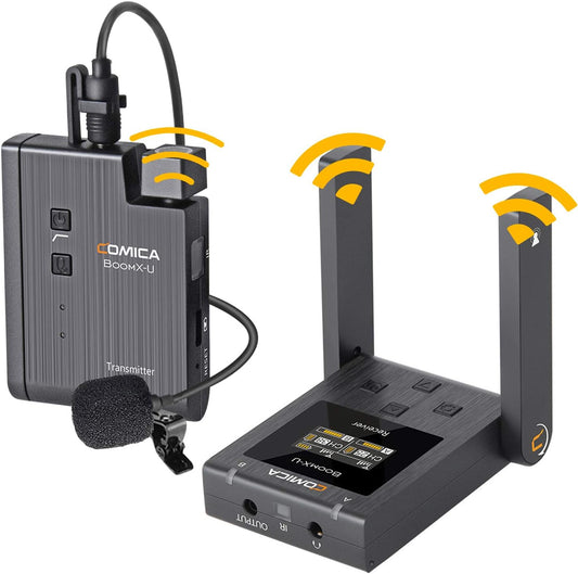 Draadloze Lavalier Microfoonset – Reversmicrofoon – Draadloze Microfoon – Microfoonsysteem – Lavalier Microfoon – 1 Zender En 1 Ontvanger – 48 UHF-Kanalen Met Automatische Scan – Bereik Tot 120 M