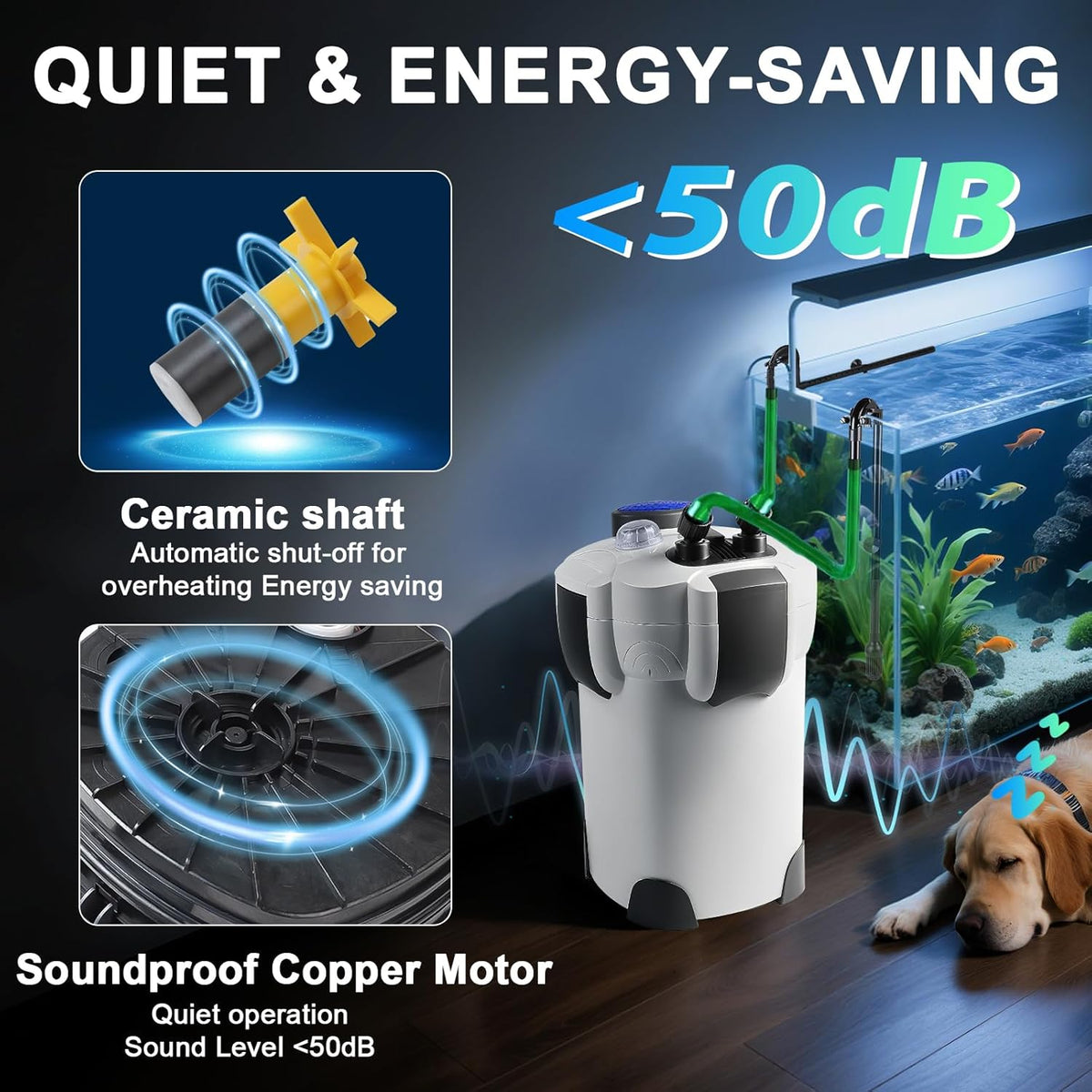 Buitenfilter aquarium met uv-lamp, 1400 l/u, 35 W filter voor aquaria tot 300 liter, instelbaar aquariumfilter, krachtige 3-traps canisterfilter, kamerfilter met filtermateriaal slang HW-302B