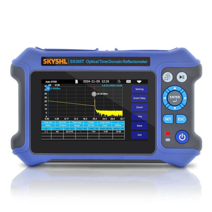 1310nm/28dB+1550nm/26dB SM Glasvezel OTDR met OPM+10G OPM+OLS+VFL+Evenementen Kaart+Optische Verliestest+Multi-vezel Testen+RJ45-test Vezeltester Compatibel met APC&UPC SC+FC+ST+LC-SS305T-2A1