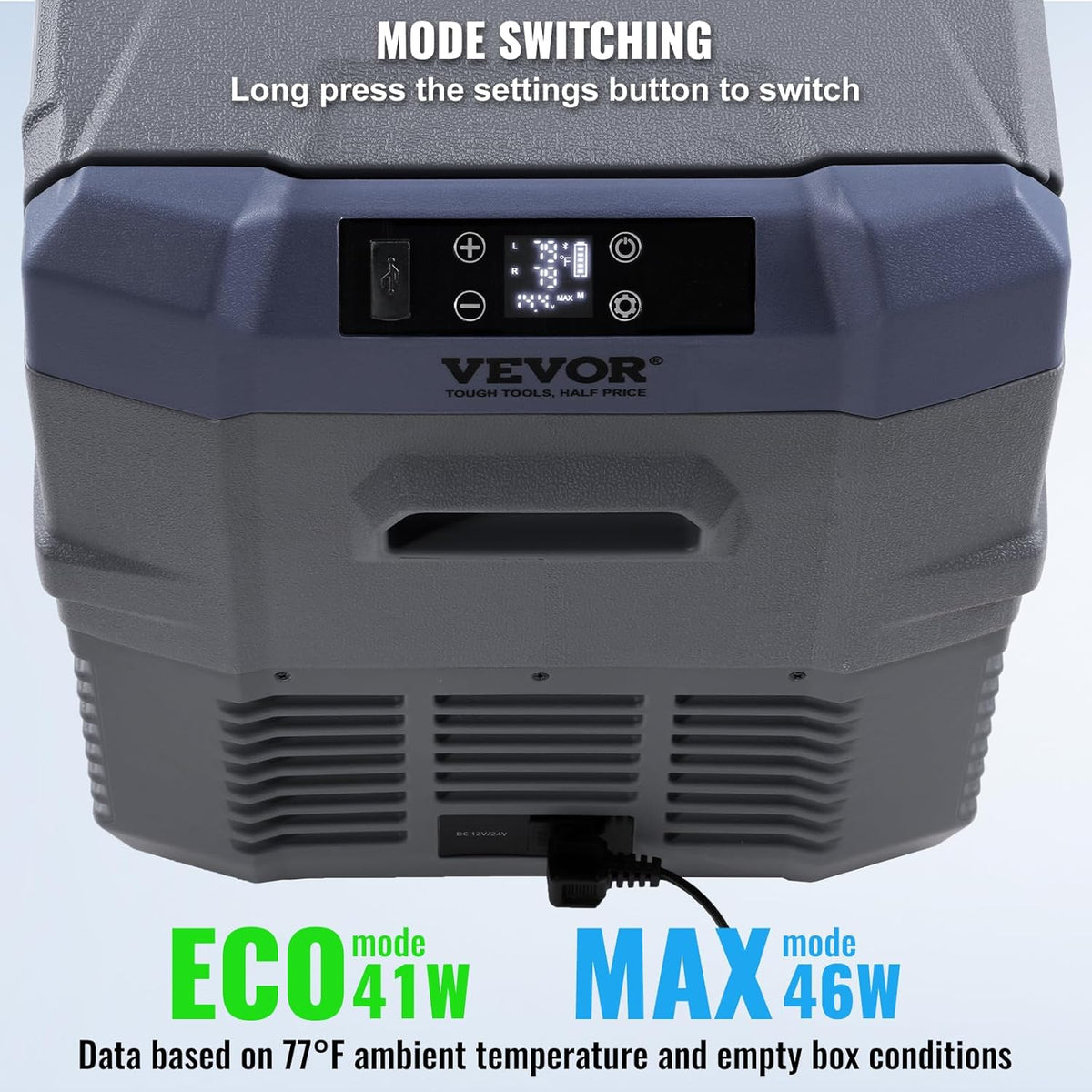 VEVOR Car Refrigerator, 12 Volt Car Fridge Refrigerator Refrigerator, 32L Dual Zone Portable Freezer, --4°F - 46°F Adjustable Range, 12/24V DC and 100-240V AC Compressor Cooler for Outdoor, Camping
