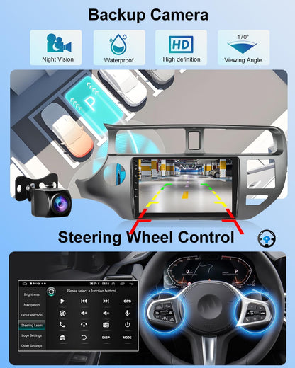 NHOPEEW 2+64G Android 13 Car Stereo voor KIA Rio 2012-2015 met Wireless Carplay & Android Auto - WiFi GPS Mirror Link Stuurwielbediening FM RDS Split Screen 32EQ + Back-up Camera