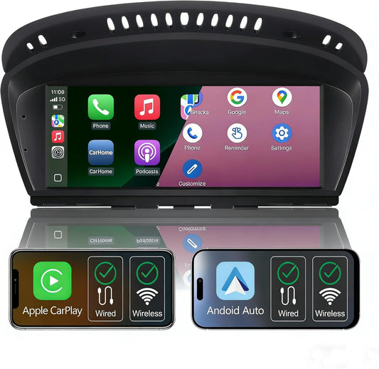 Linux-autoradio met IPS-scherm touchscreen voor BMW CCC-systeem (2003-2009): 3-serie E90/E91/E92/E93, 5-serie E60/E61, 6-serie E63/E64, Wireless CarPlay/Android Auto, AM/FM RDS-radio, DSP, Bluetooth