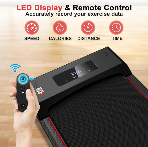 Loopband - Elektrische Loopband - Walking Pad - Inklapbaar - met Helling - Ruimtebesparend - 3.0 pk - Bluetooth-Audio - App - Afstandsbediening - LED-display - Instelbare Snelheid - 1-6 km/u - voor Thuis - Onder het Bureau