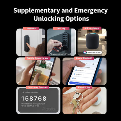 Aqara Smart Lock U200 (Includes Fingerprint Keyboard), Matter over Thread, Smart Door Lock with Apple Home Key and Rechargeable Battery, Supports Homekit, Google Home, Alexa and SmartThings, Black - QUORE