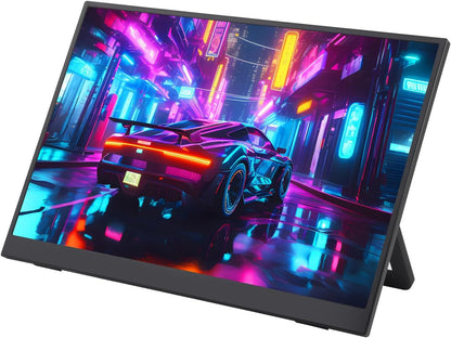 LUCKFOX 14" Portable Monitor with Stand - Plug&Play 1920x1200 WUXGA FHD Ultra Thin/Light USB-C HDMI Second Monitor 178° Viewing Dual-Track HiFi Speaker for Raspberry Pi/Jetson/PC/Game Console/Phone - QUORE