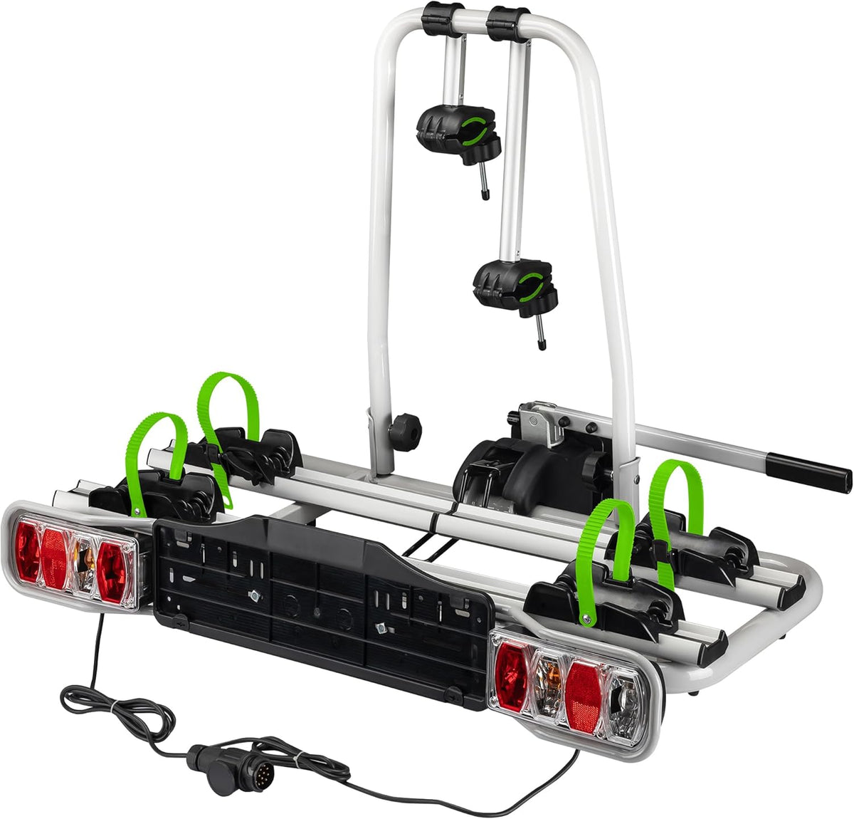 Wiltec Bicycle carrier for 2 bicycles up to 60 kg, folding carrier for bicycles e-bikes, bicycle carrier with anti-theft protection, bicycle carrier for tailgate with license plate and taillights - QUORE