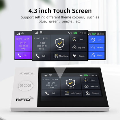 XNY 12-delige kit volledig touchscreen draadloos Smart Home Alarmsysteem, DIY 4G en WiFi inbraakalarmsysteem voor thuisbeveiliging met APP Alert, Bewegingsmelder, Deurraamsensor, Afstandsbediening