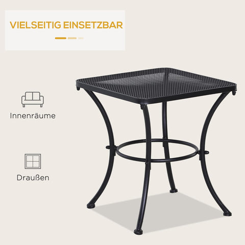 Tuintafel - Tuintafel Vierkant - Bijzettafeltje - Bistrotafel - Salontafel - Stevig - met Mesh Tafelblad - Metalen Frame - voor Terras - Tuin - 45 x 45 x 50 cm - Zwart