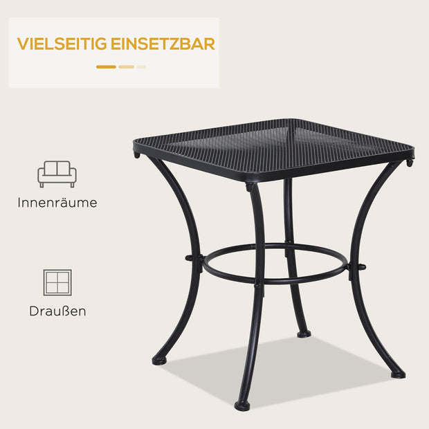 Tuintafel - Tuintafel Vierkant - Bijzettafeltje - Bistrotafel - Salontafel - Stevig - met Mesh Tafelblad - Metalen Frame - voor Terras - Tuin - 45 x 45 x 50 cm - Zwart