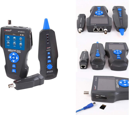 KALEA- ∙QUE netwerktester RJ45 RJ11 USB BNC voor lengte layout detectie PoE Ping. Opslag en export van de tests mogelijk. Lithium-batterijen. TDR-technologie.