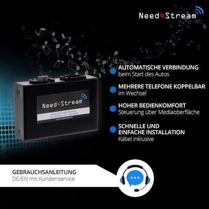 Bluetooth Audio-Interface – Bluetooth Adapter – Muziekadapter – Audio Adapter – Draadloze Muziekstreaming – Voor 2G Basic/High Infotainmentsysteem – Automatische Bluetooth-verbinding – Titel En Artiestweergave Op Display