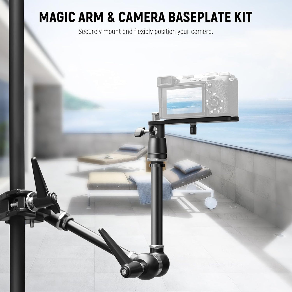 Magic Arm met Superklem – Scharnierende Arm – Cameraklem – Montagearm – Monitorhouder – 53 cm – 3 kg Draagvermogen