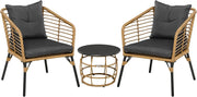 Tuinstoelen - Tuinmeubelen - 3-Delige - Tuin Eettafelstoelen - Inklapbaar Stoelen & Tafel - Weerbestendig - Stabiel - met Kussen - voor Terras - Balkon - Staal - 46 x 37 cm Tafel - 62 x 65 x 78 cm Stoel - Zand/Zwart