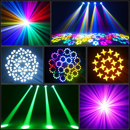 80W LED Stage Light – Podiumverlichting – Feestverlichting – DJ Licht – Disco Lamp – 10 Lichtpatronen – 8 Kleuren – Draaibaar 540° Horizontaal – Afstandsbediening