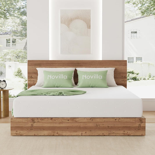 Novilla Matras, 140 x 200 cm, tweepersoonsmatras, hoogte 18 cm, geltraagschuim, ademend schuim van bamboevezel, perfecte ondersteuning, huidvriendelijk