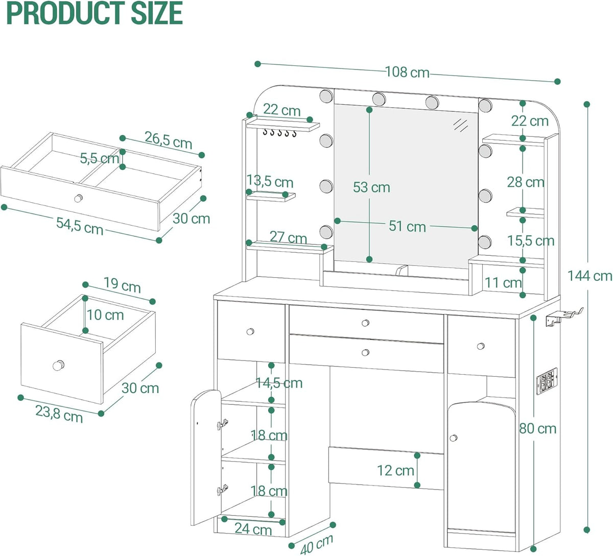 Hzuaneri Makeup tables DT41503XEU
