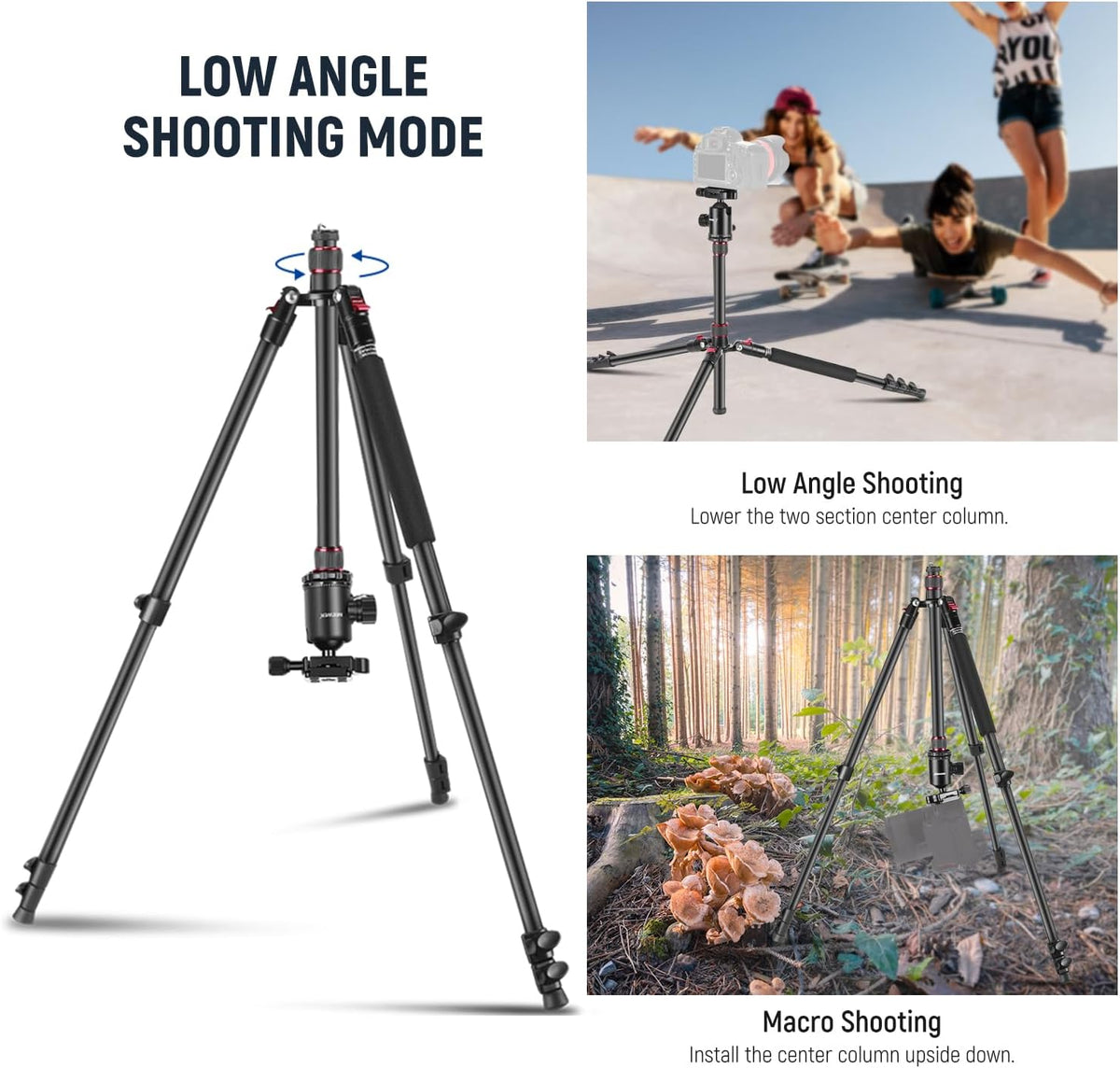 Camerastatief – Fotostatief – Videostatief – Reisstatief – Monopod – Met Telefoonhouder – 360° Kogelkop