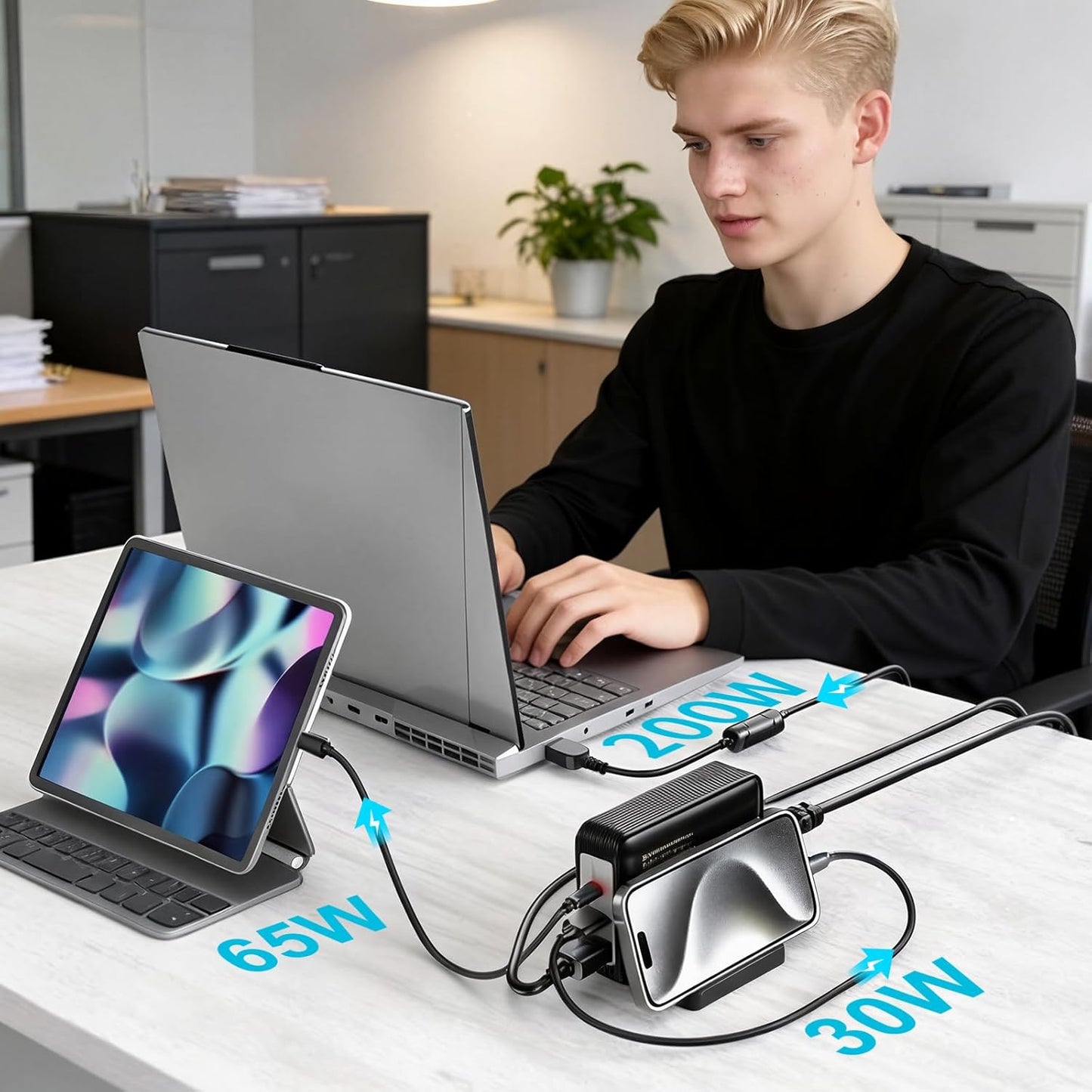330W MSI Crosshair 17 GaN Laptoplader, 3-poorts Vector GP78 HX 13V Laptop Oplaadstation PD 3.0 Quick Charge Adapter voor games en technologie, compatibel met MSI Creator 17/ Vector GP78