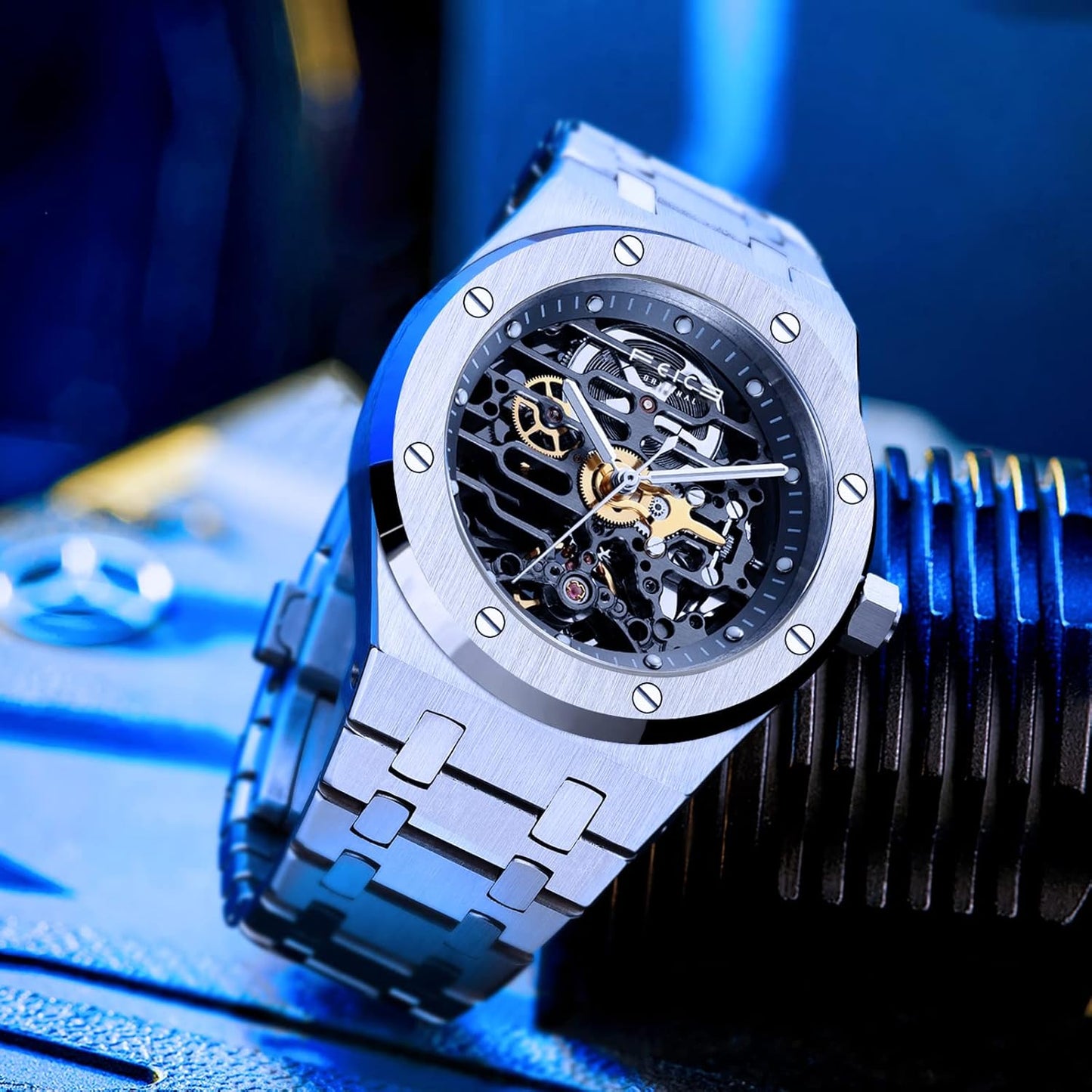 FEICE Automatische Mechanische Horloge Mannen Mechanische Skelet Horloges Sapphire Spiegel 42MM (1.65") FM019HOT