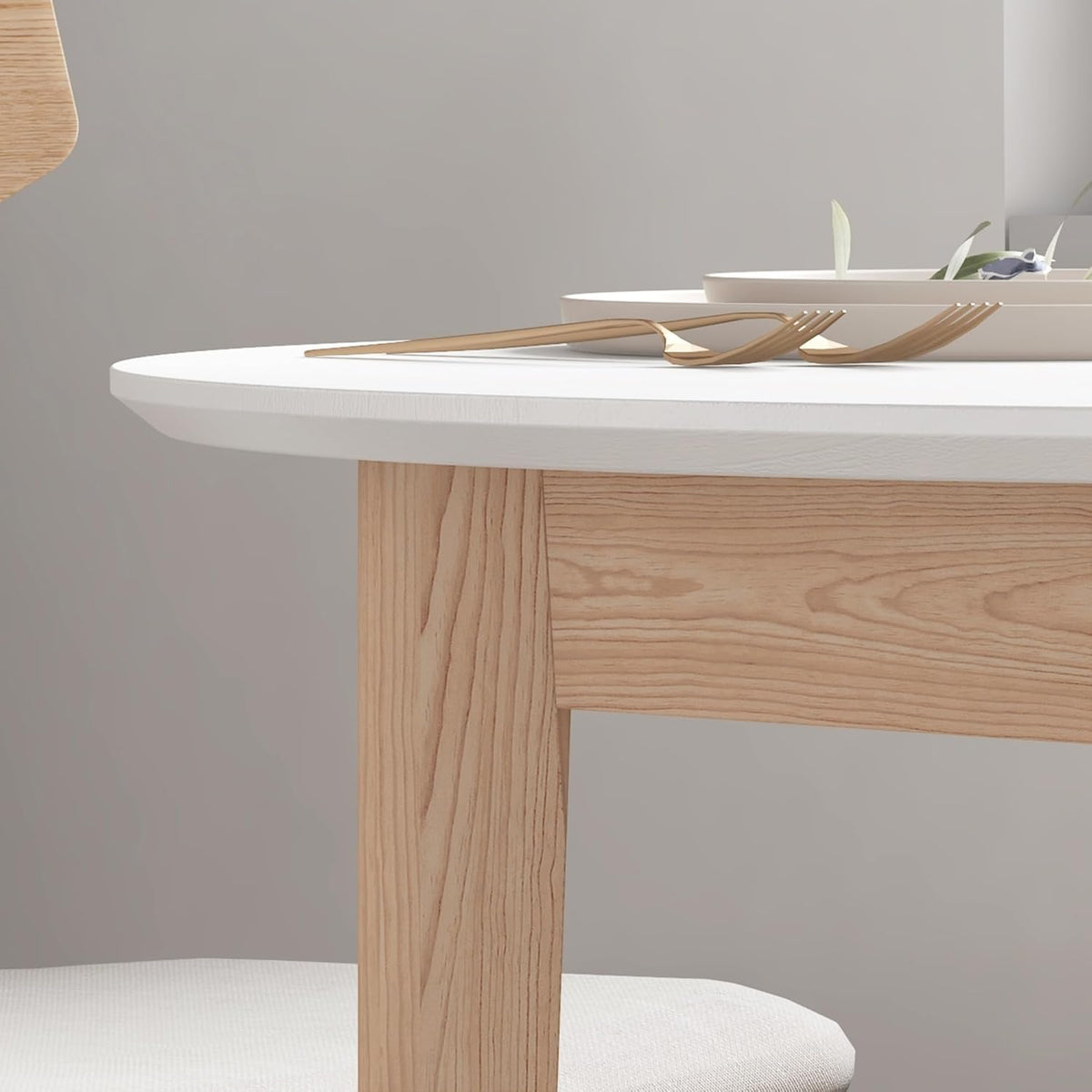 Ronde Eettafel – Tafel Voor Twee – Kleine Eettafel – Koffietafel – Bistrotafel – Massief Grenenhout – Diameter 75 cm, Wit