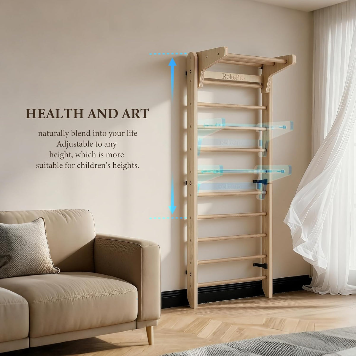 Multifunctionele gymnastiek Zweedse ladder,Wandgemonteerde houten gymnastiekbar,Indoor Home Gym voor kinderen en volwassenen