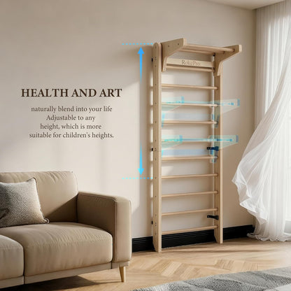 Multifunctionele gymnastiek Zweedse ladder,Wandgemonteerde houten gymnastiekbar,Indoor Home Gym voor kinderen en volwassenen