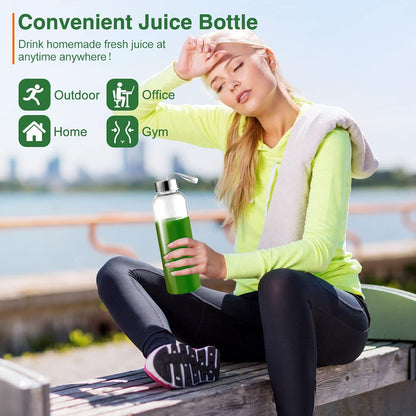 AMZCHEF Cold Press Slow Juicer met 2 snelheidsstanden （Zachte en harde stand）voor een breed scala aan fruit en groenten - Juicer wordt geleverd met een 500ml draagbare fles en twee kopjes - Zwart