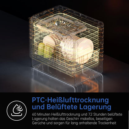 AIRMSEN Tafelvaatwasser, mini-vaatwasser met zachtwaterinstallatie, 7+2 programma's en 5 l watertank, compacte vaatwasser met/zonder wateraansluiting, ideaal voor woningen en camper, wit