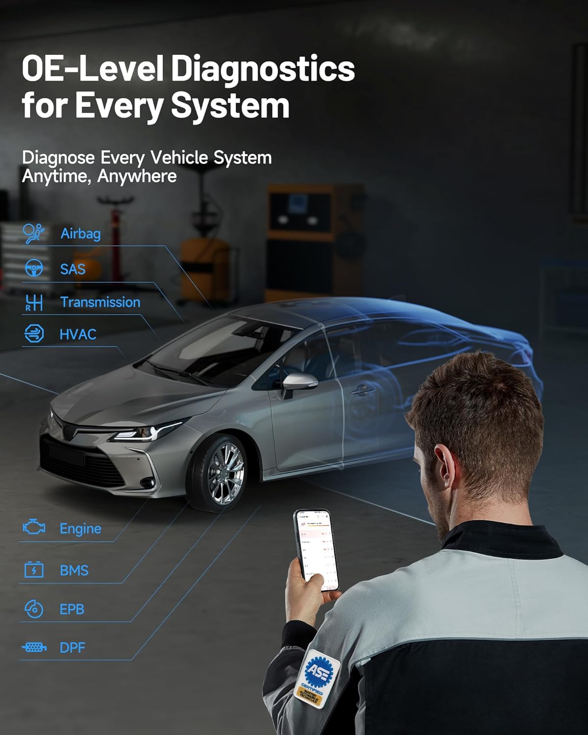 OBD2 Scanner – Diagnoseapparaat – Autocodelezer – Foutcode Scanner – Diagnose Tool – Draadloos Bluetooth – Tweewegcommunicatie & 30+ Onderhoudsfuncties