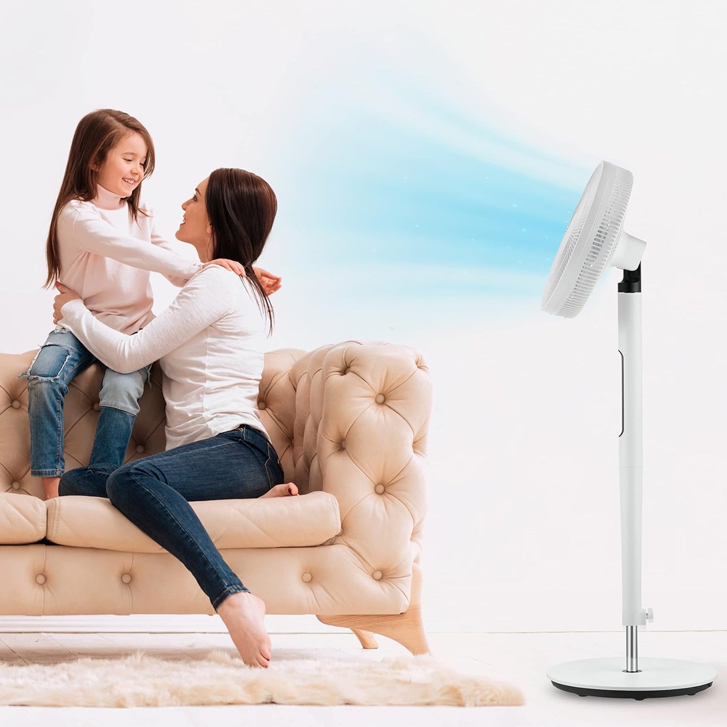 Stille Staande Ventilator – Ventilator Met Afstandsbediening – Vloerventilator – Slaapkamer Ventilator – Woonkamer Ventilator – 9 Snelheden – 19 W Laag Stroomverbruik