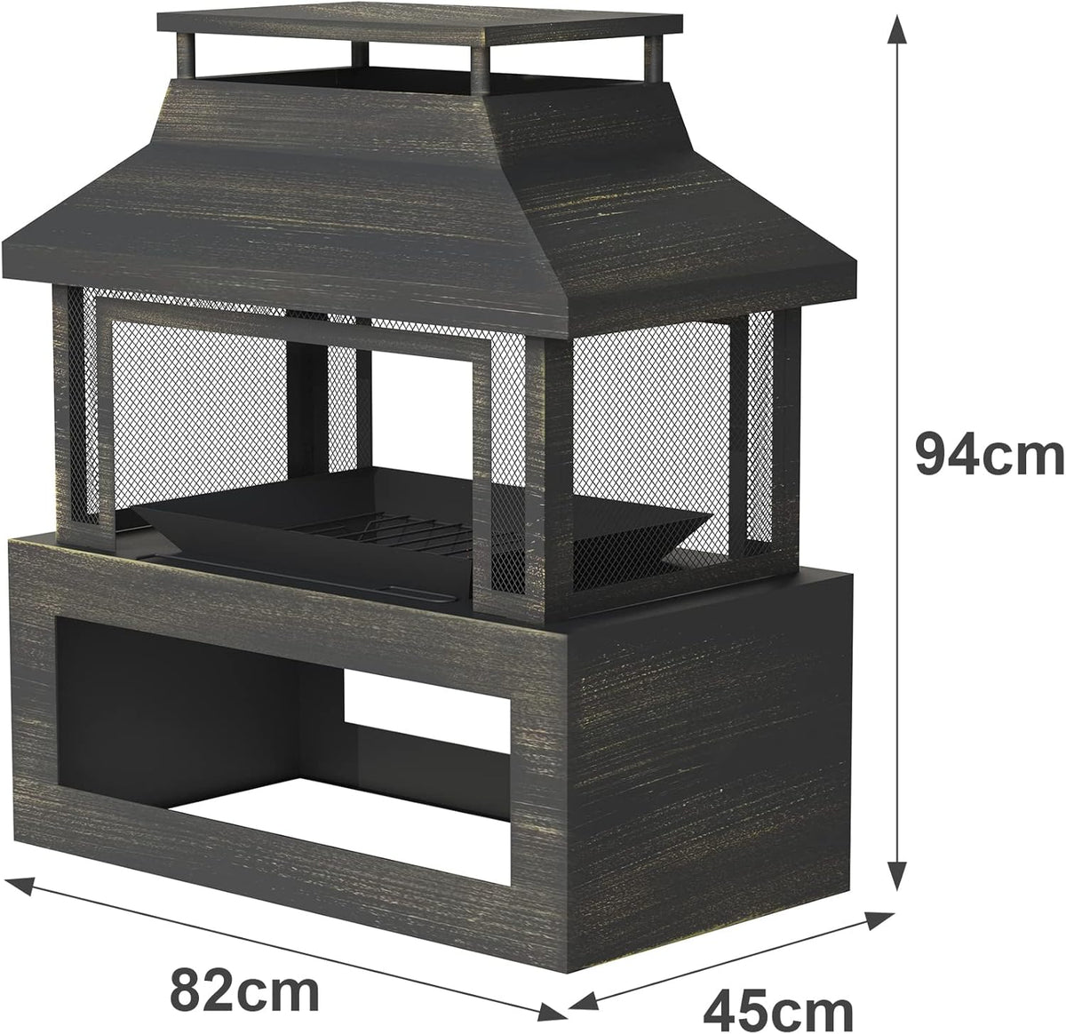 Neo Zwart Staal Outdoor Tuin Log Brander Branden Vuurkorf Chiminea Heater Kachel Mesh Surround Opslag