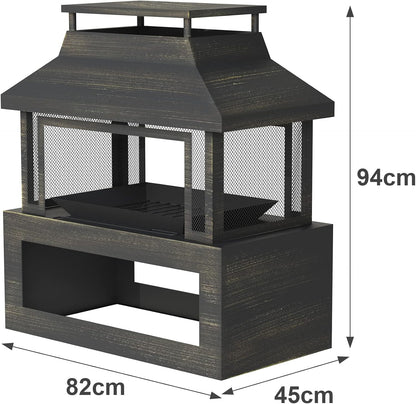Neo Zwart Staal Outdoor Tuin Log Brander Branden Vuurkorf Chiminea Heater Kachel Mesh Surround Opslag